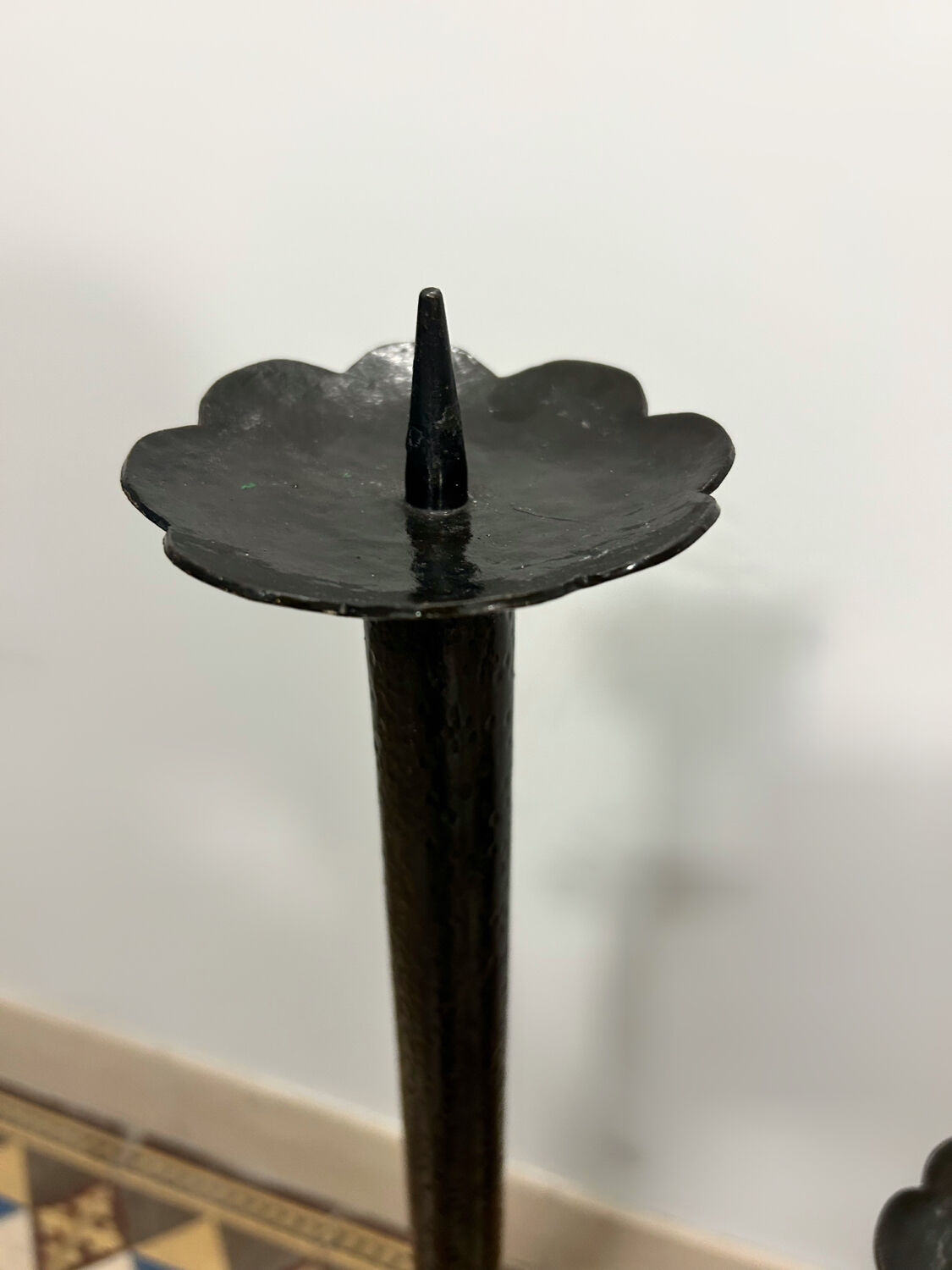 Brutalist wrought iron candlestick from the 70s