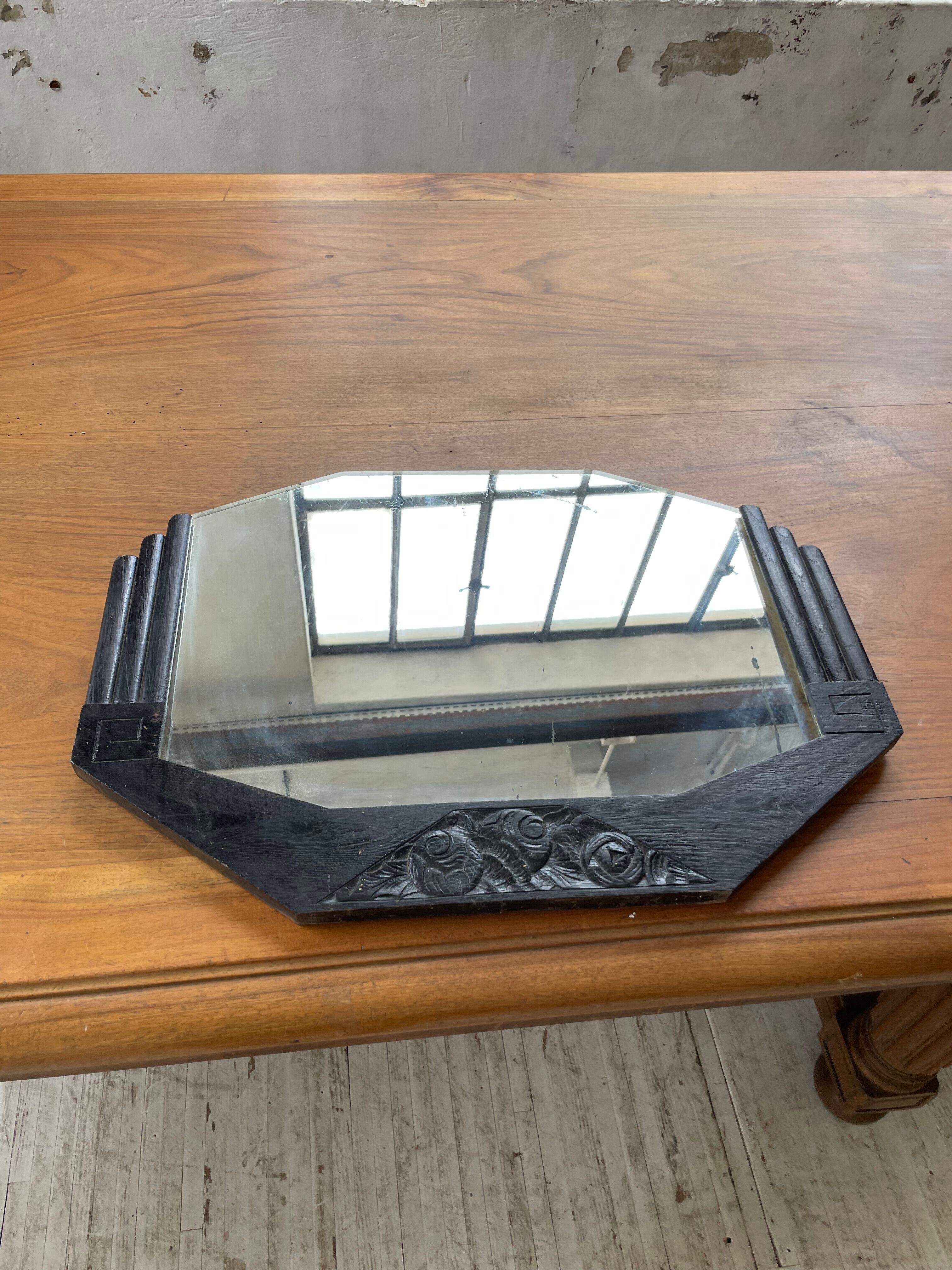 Black art deco mirror 65x46cm