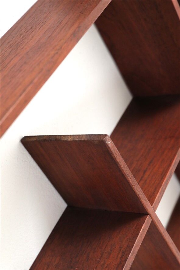 Rare, sculptural teak wall shelf / Mid-century Danish modern design / 1960s minimalism