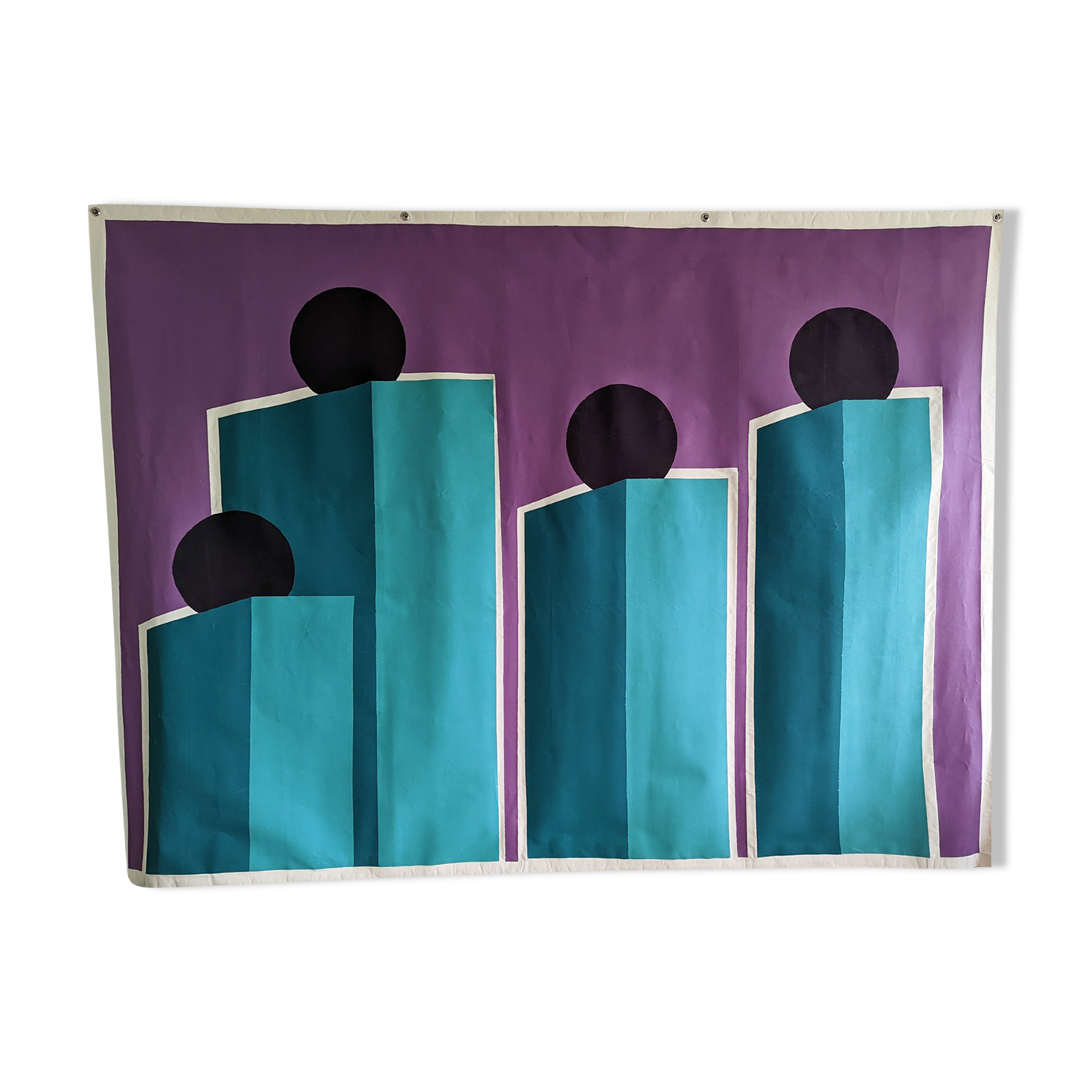 Family portrait original painted tapestry hanging wall art