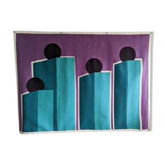 Family portrait original painted tapestry hanging wall art