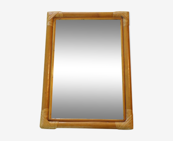 Miroir rectangulaire vintage en rotin 53x38cm | Selency
