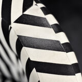 Mid-century modern Scandinavian rounded armchairs with black and white stripes, 1960s.