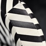 Mid-century modern Scandinavian rounded armchairs with black and white stripes, 1960s.