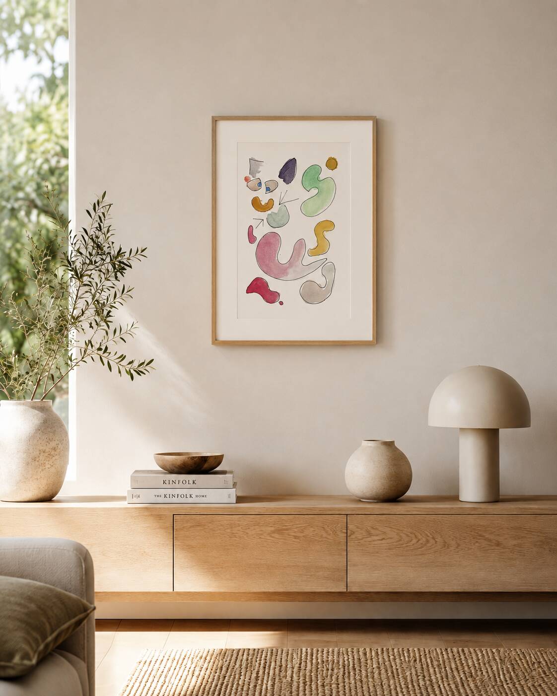 Original abstract painting – coloured organic shapes