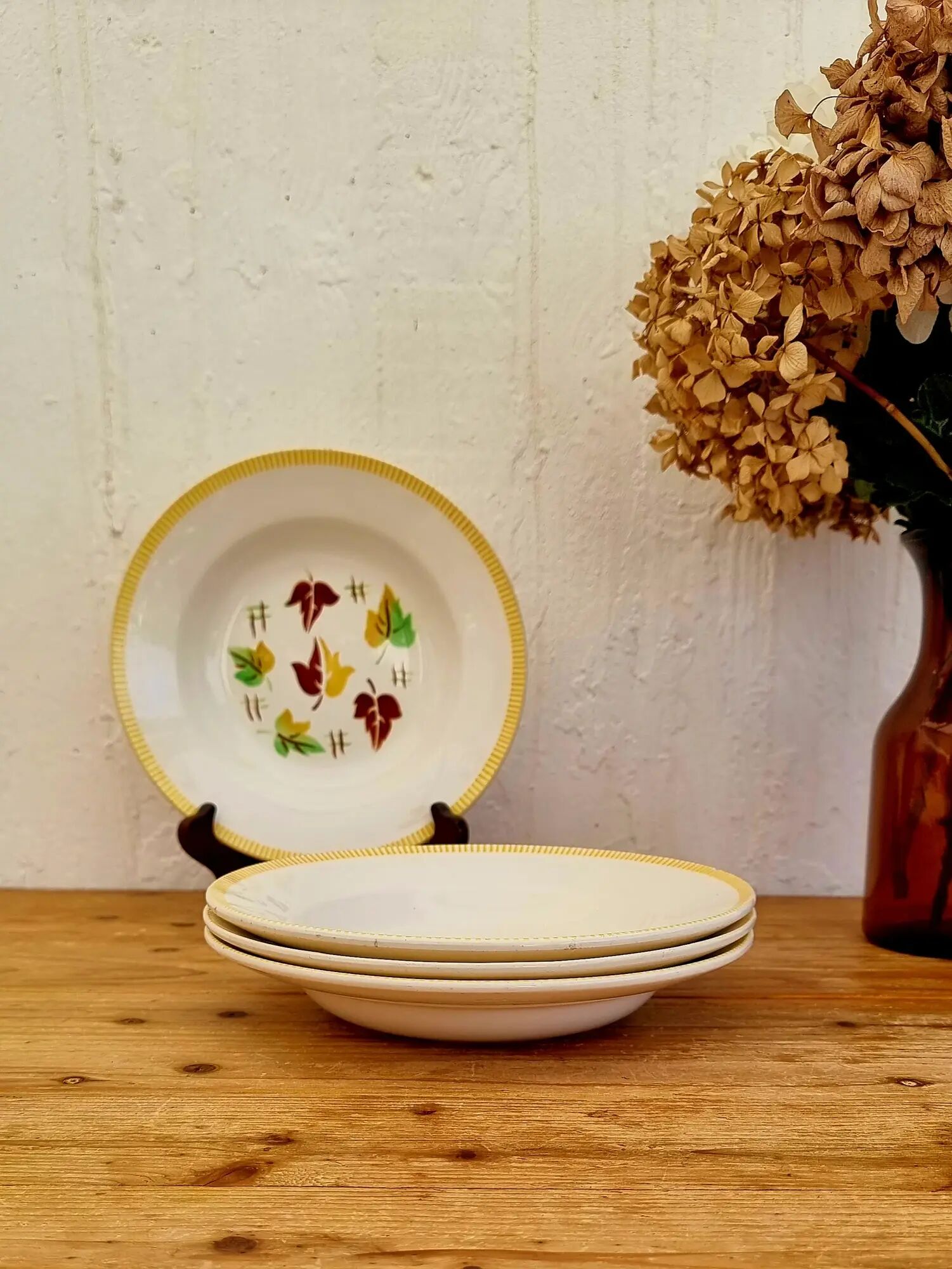 Lot de 4 assiettes creuses Digoin Sarreguemines modèle Sirocco
