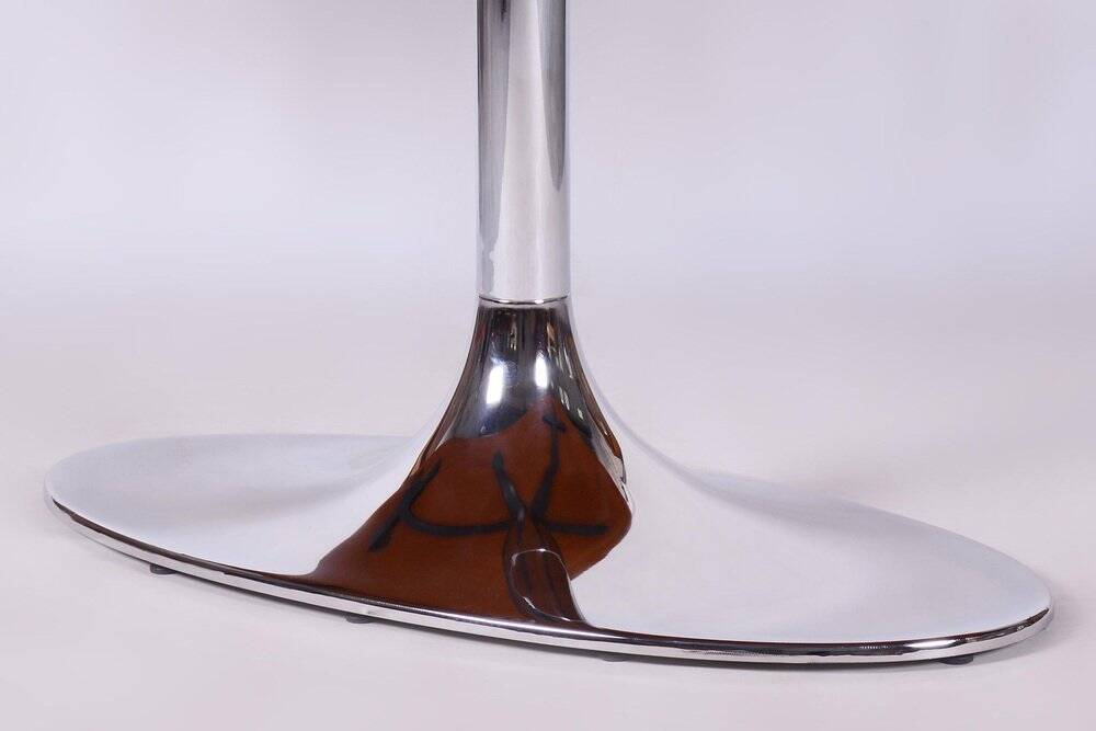 Functionalism Oval Table in Chrome and Walnut from Kovona, Czechia, 1960s