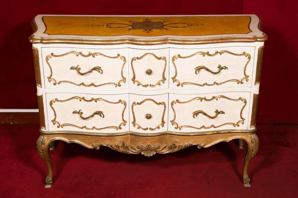 1950s Italian commodity in painted and gilded wood