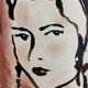 Signed painting pastel and Indian ink female portrait “study with headdress”