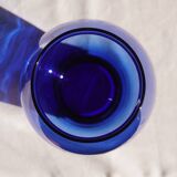 Blue glass vase, oval shape