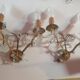 Pair of golden wall lights with vintage glass tassels