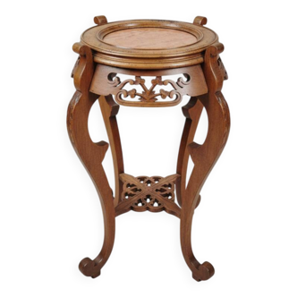 Neo-Renaissance plant stand in carved wood and pink marble