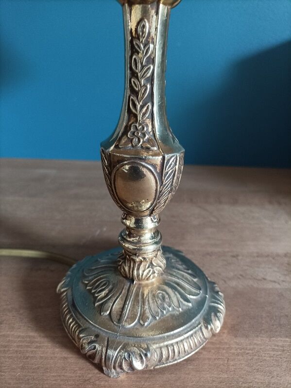 Bedside lamp lampshade fabrics base bronze gilded patinated