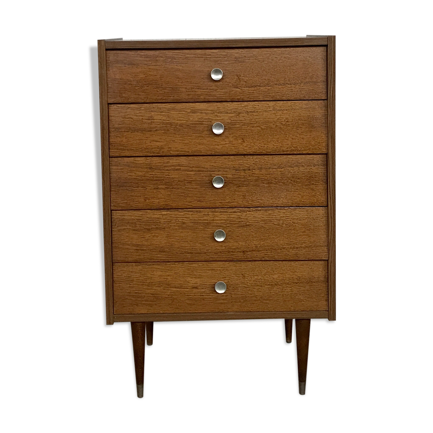 Vintage chest of drawers spindle feet oak 1960