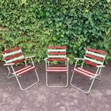 Set of 3 folding garden armchairs