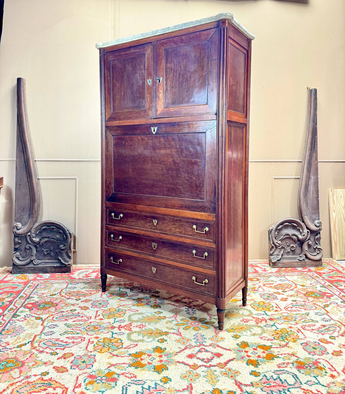 Louis XVI Mahogany Guillotine Secretary, 18th Century