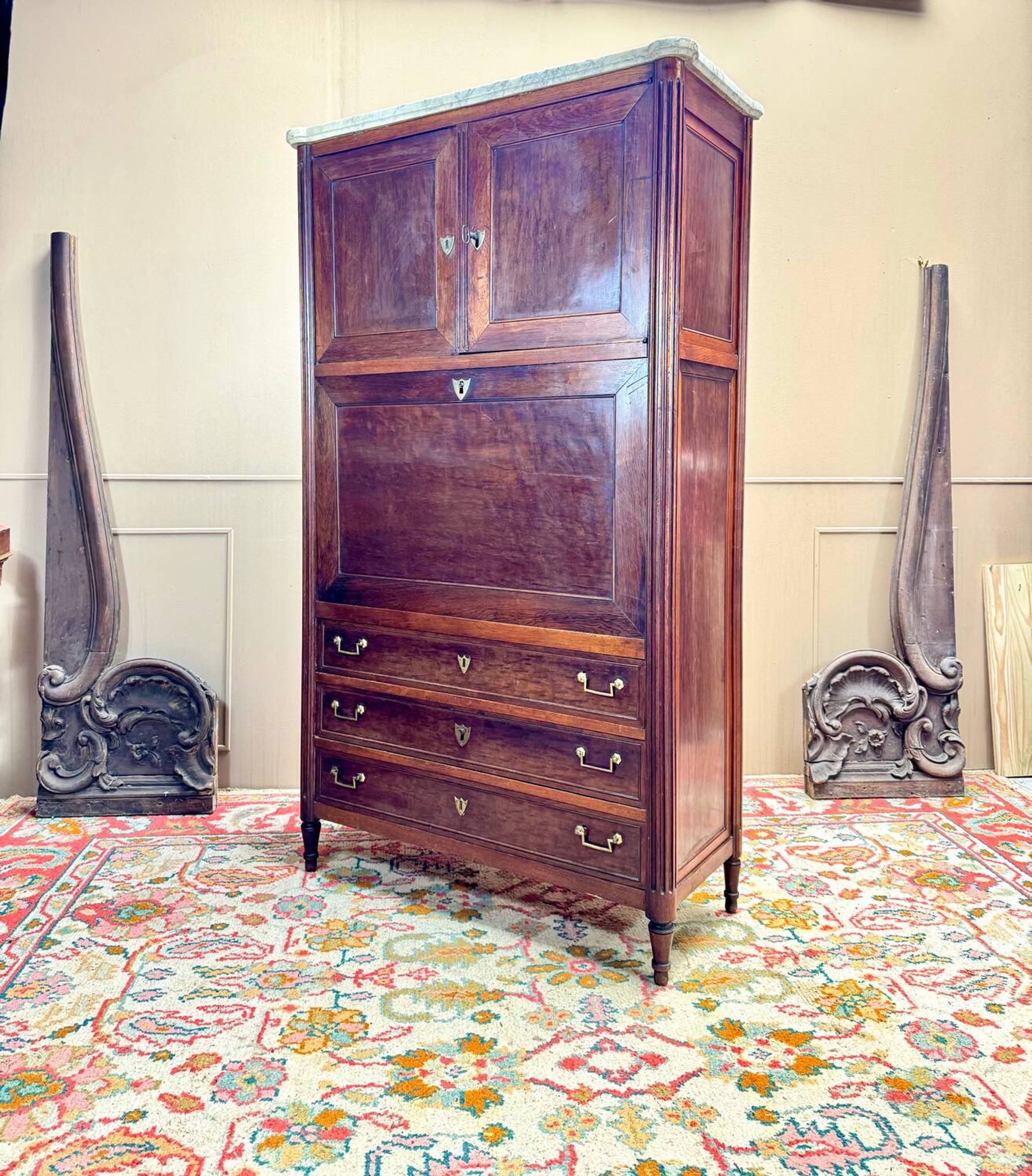 Louis XVI Mahogany Guillotine Secretary, 18th Century