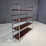 Chromed Bauhaus shelf in bent steel and sheet metal, Europe 1930s
