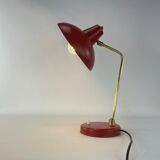 Bedside lamp red-orange saucer, mid-century