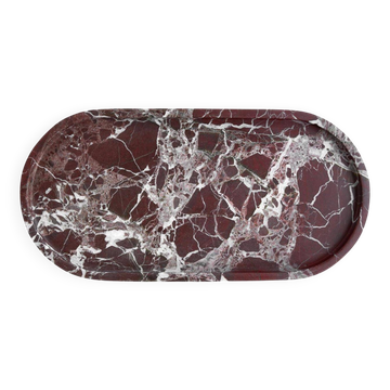 Oval marble plateau in Rosso Levanto