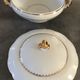 Soup bowl in white porcelain paste and enamels of limoges finish gilding