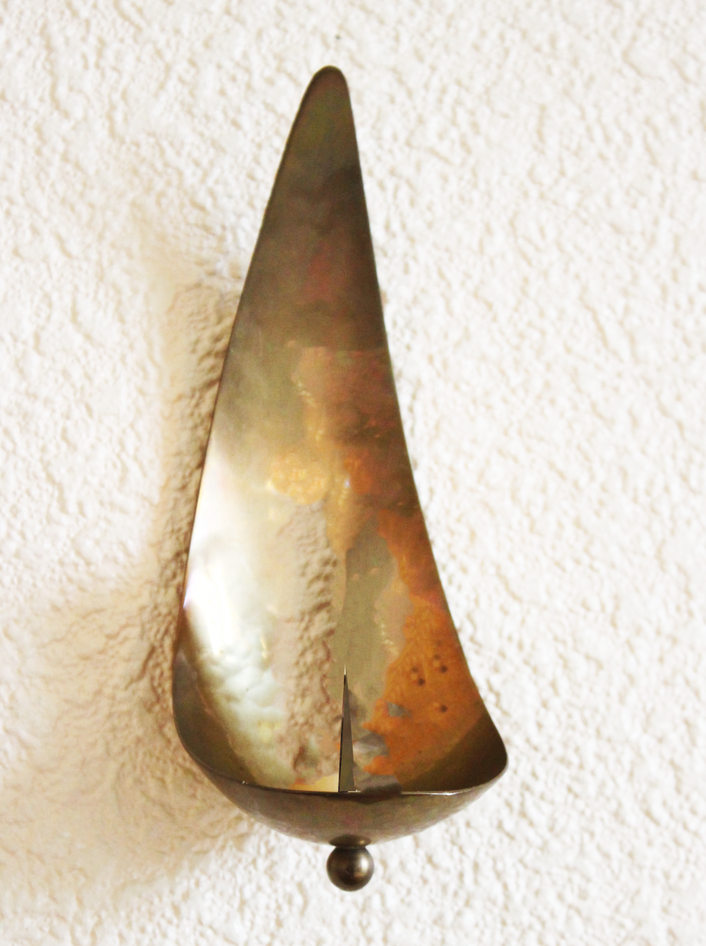 Wall candle holder in vintage brass, scandinavian