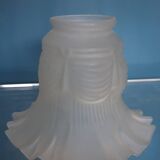Pair of Art Nouveau 1900 frosted glass ceiling lights and their base