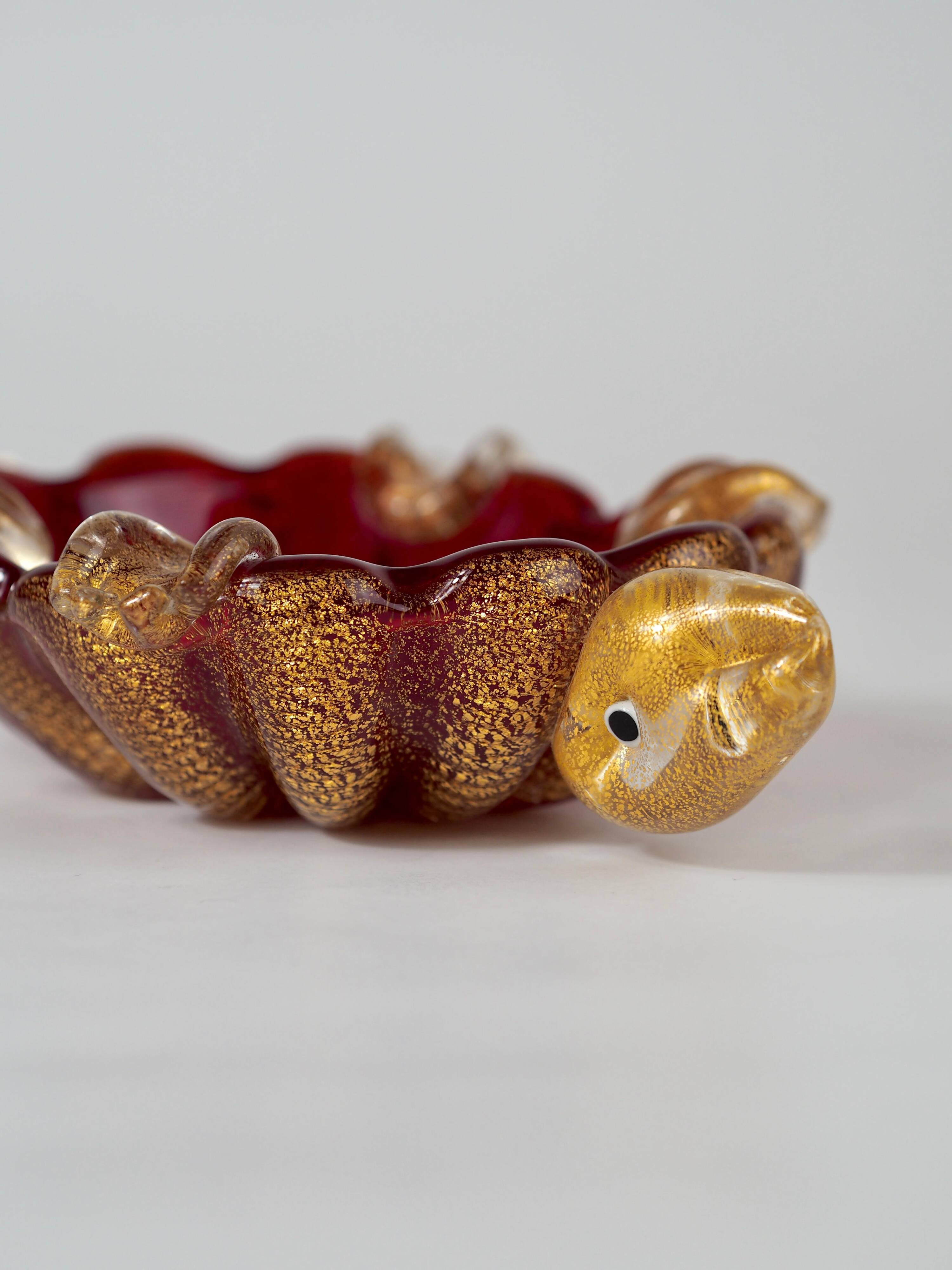 Sculpture de tortue et cendrier en verre de Murano du milieu du siècle par Barovier&Toso