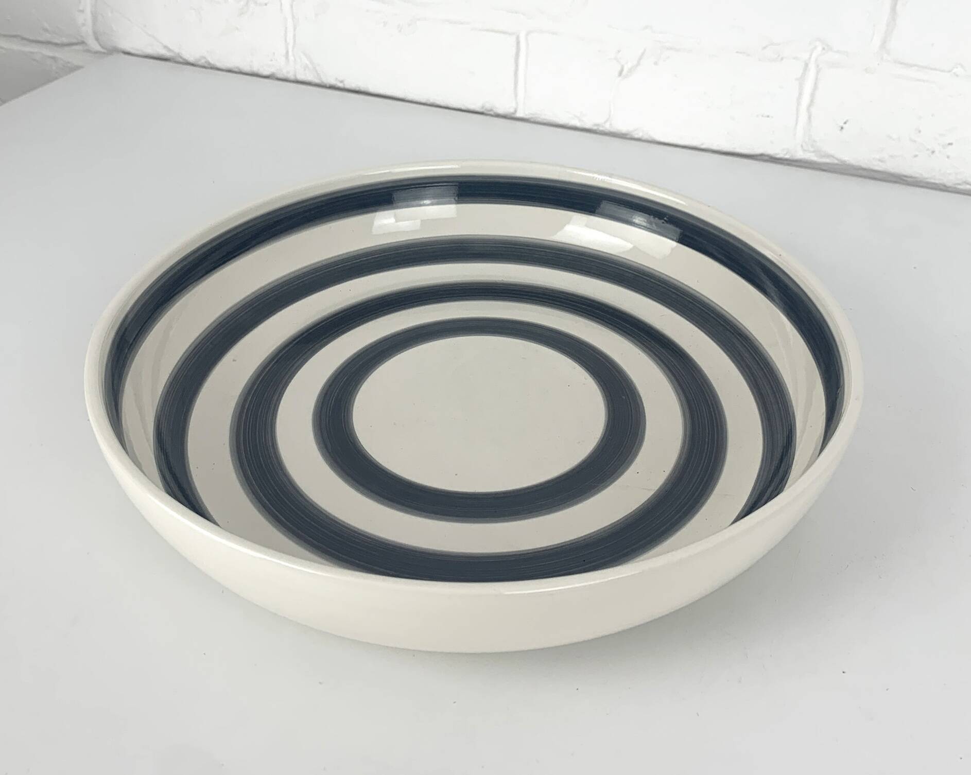 Large ceramic bowl or dish from Kähler, Denmark, striped pattern