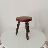 Vintage turned wood tripod stool