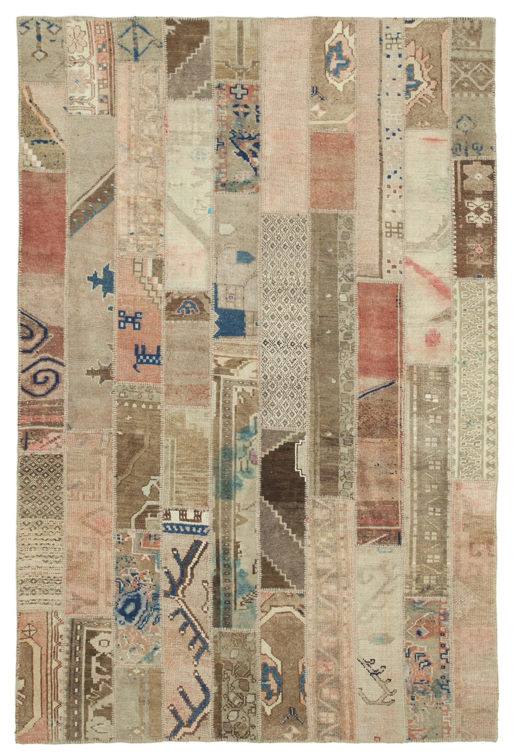 Handmade Oriental Contemporary 201 cm x 300 cm Beige Patchwork Rug
