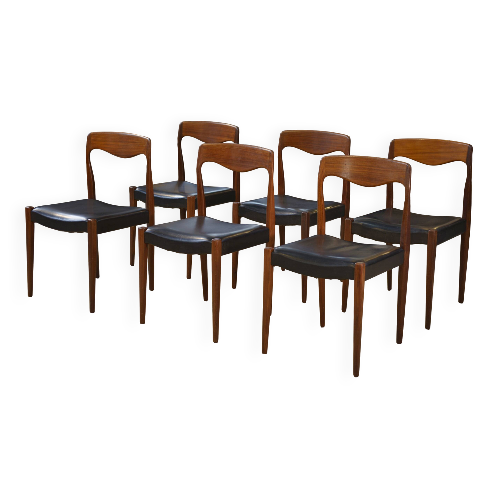 Ensemble de 6 chaises scandinaves en teck par Niels Otto Moller Danemark 1960’s