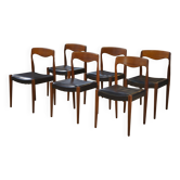 Set of 6 Scandinavian teak chairs by Niels Otto Moller, Denmark, 1960s.