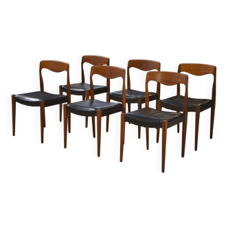 Set of 6 Scandinavian teak chairs by Niels Otto Moller, Denmark, 1960s.
