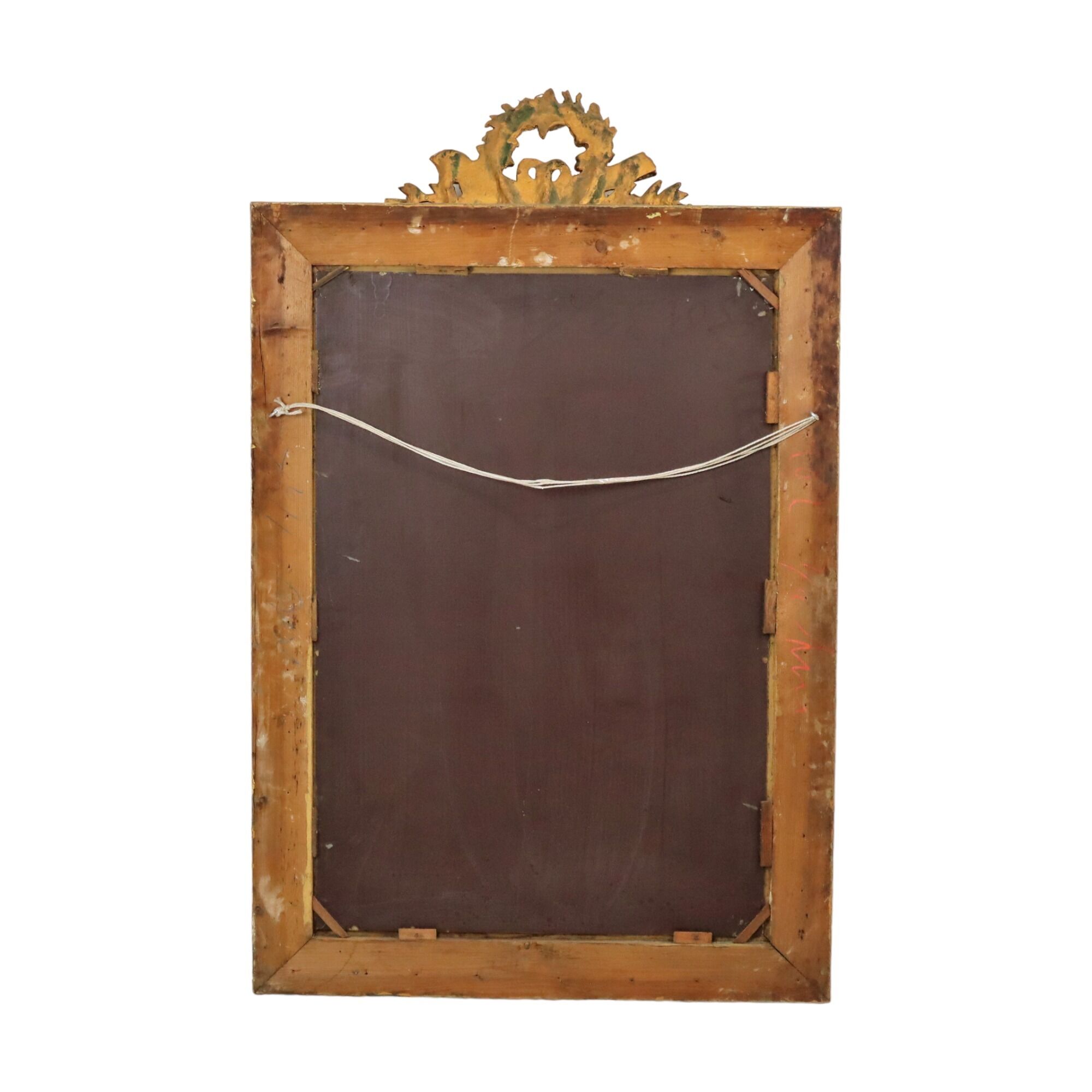 Antique french neoclassical gold mirror with crown pine wood 117cm