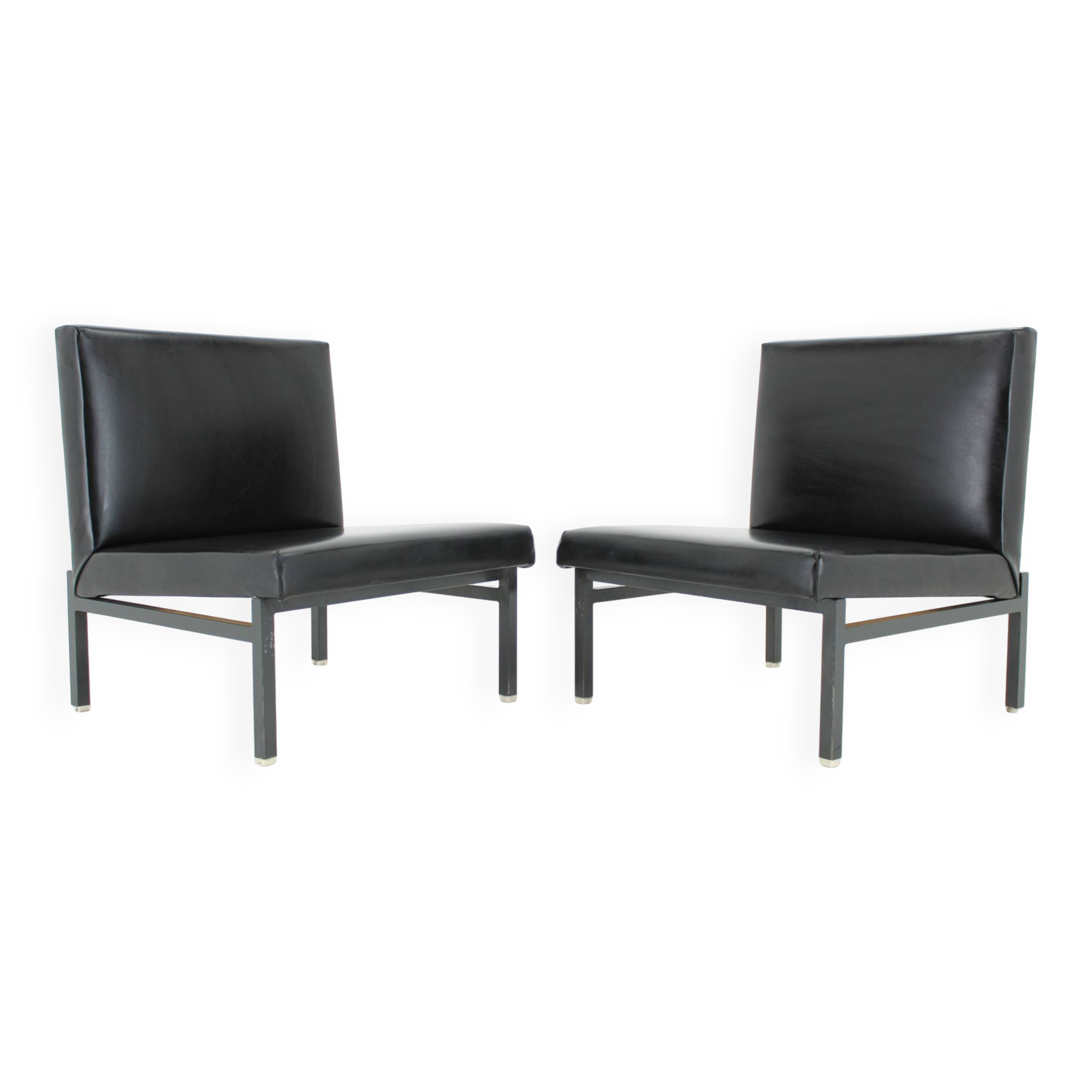 1970s Pair of Leatherette Lounge Chairs , Czechoslovakia