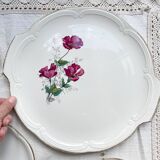 Vintage dessert service for 8 people in Gien porcelain from France, Elegance model, floral motif