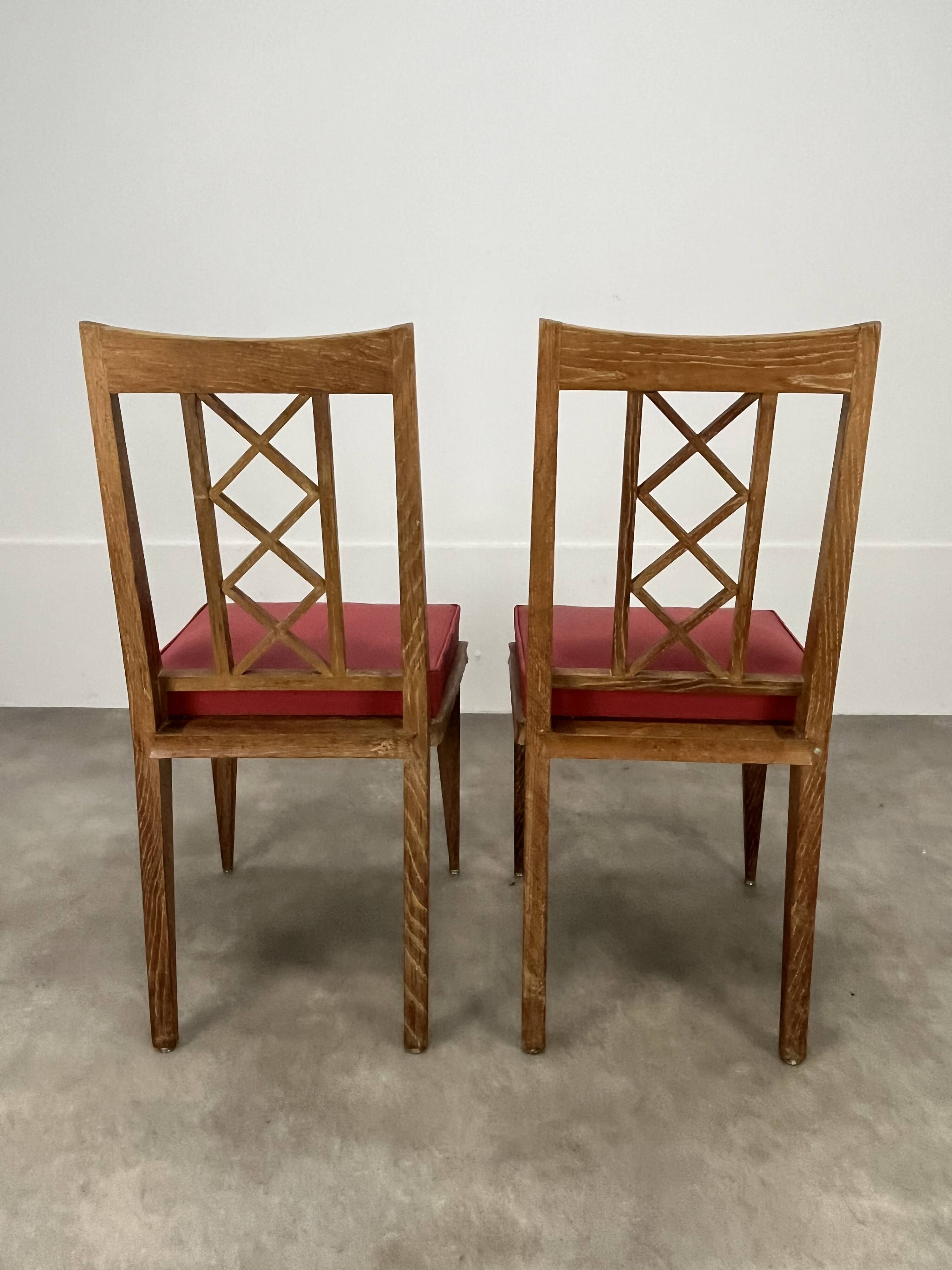 Pair of 1950s wooden cross-braced chairs