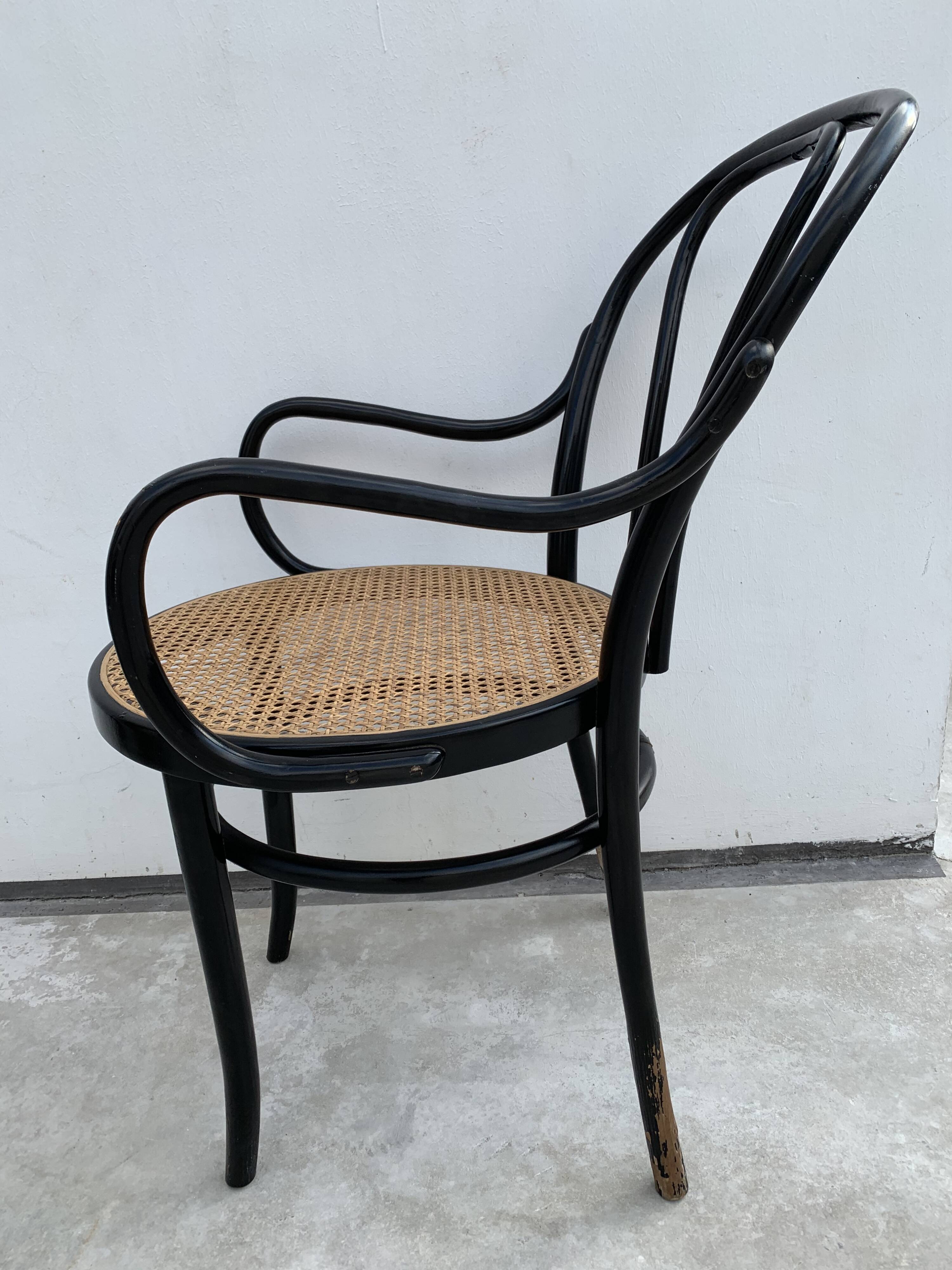 Tuna chair model 1018 in black curved wood and canning 1930