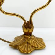 Bronze water lily lamp with two arms, Lucien Gau, France 1990