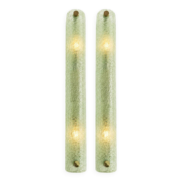 Contemporary Modern Green Graniglia ”Canalina" Murano Glass Wall Sconce-Set