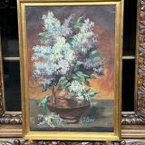 Painting signed "Bouquet of Lilacs"