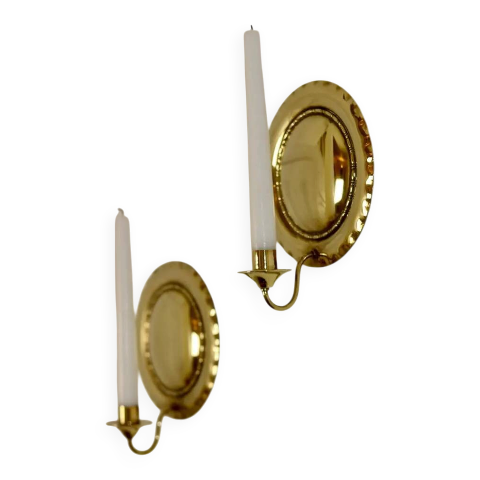 Pair Of Mid Century Swedish Brass Sconces