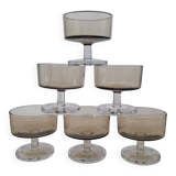 Set of 6 Cavalier Sweden Luminarc smoked champagne glasses