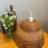 Vintage rattan and wicker pendant light