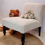 Fauteuil chauffeuse tissu bouclettes