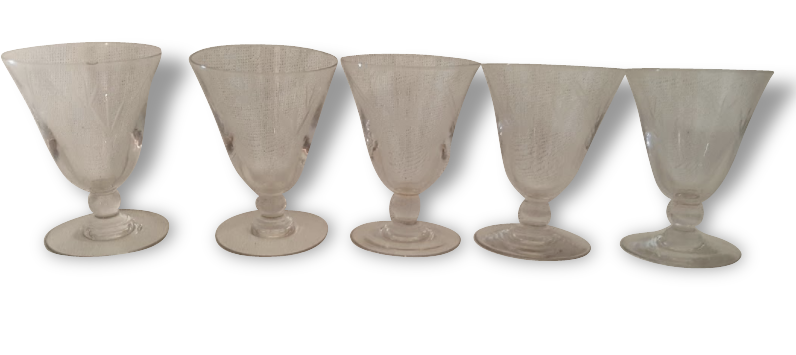 5 blown and chiseled former glasses