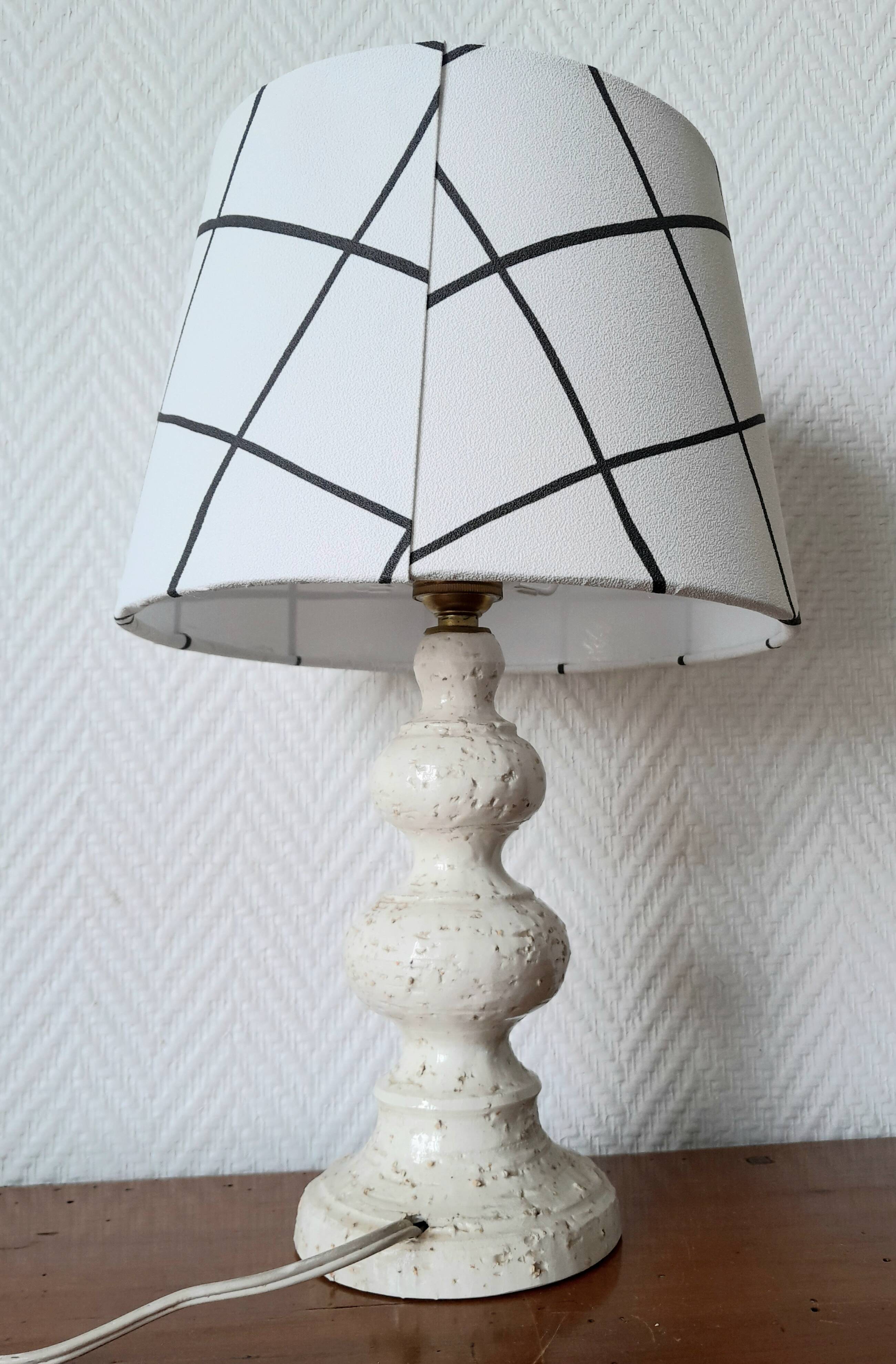 Vintage ceramic lamp and custom lampshade
