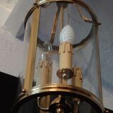 Metal dore 3 lumieres chandelier with glass chase