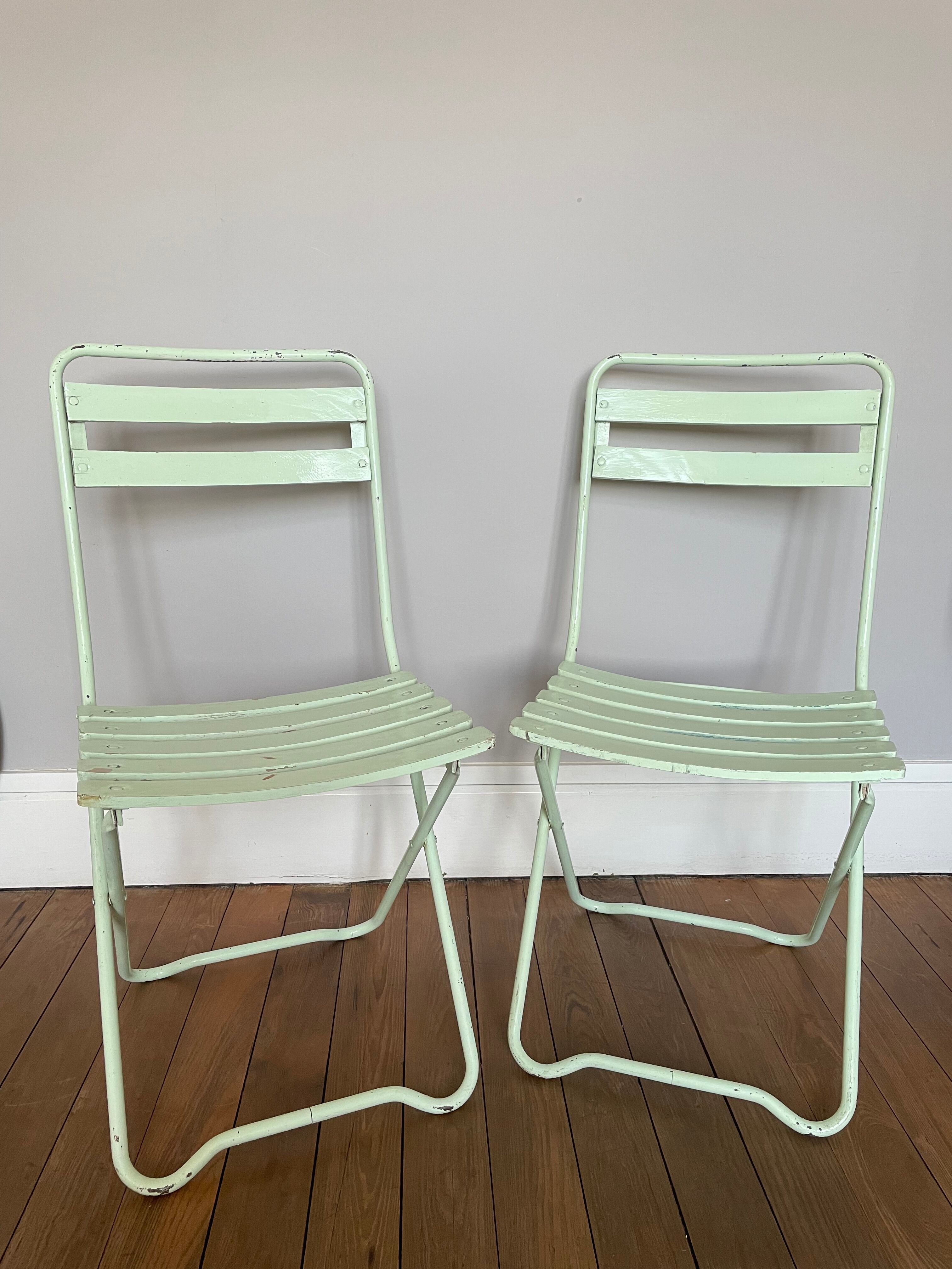 Pair of vintage folding garden chairs